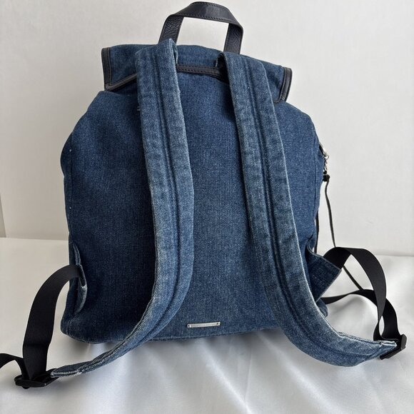 Rebecca Minkoff Denim Backpack Julian Style Vintage 2014-2016 Rare Hook Closure - Picture 3 of 16